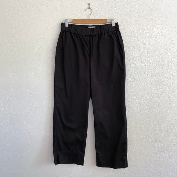 Everlane The Easy Pant Black Cotton Twill Wide Leg Pull-On Pants Size Large - Picture 5 of 11